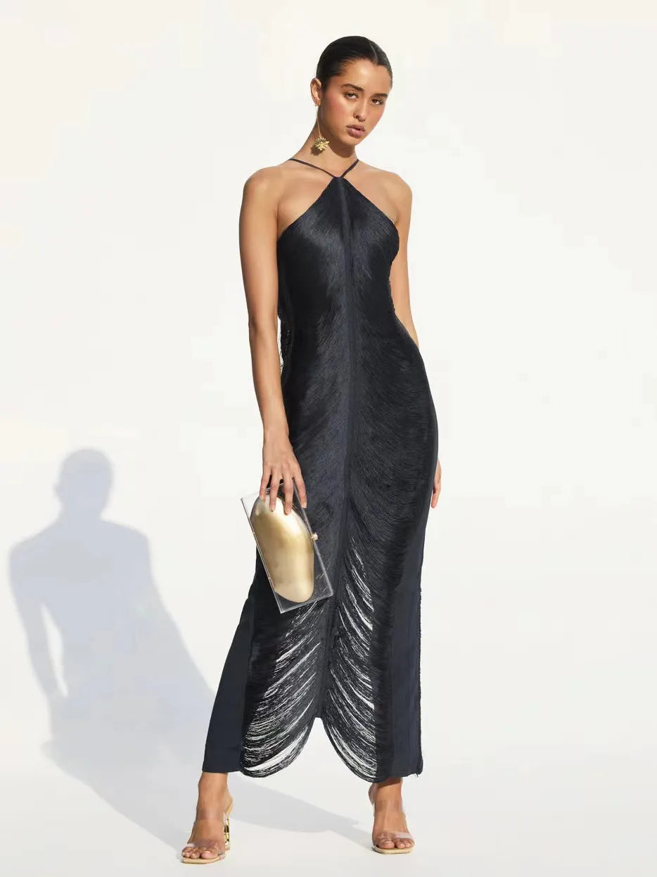 Channing - Asymmetrische Jurk met Kwastjes