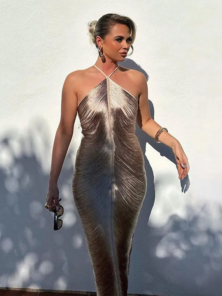 Channing - Asymmetrische Jurk met Kwastjes