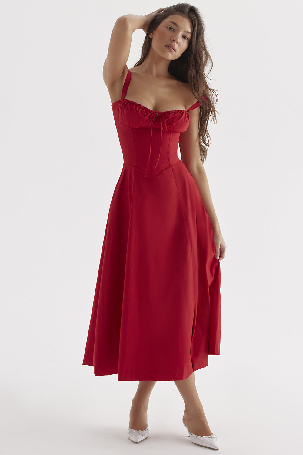 Women's Temperament Pure Color Fashionable High-end Suspender Dress Skirt