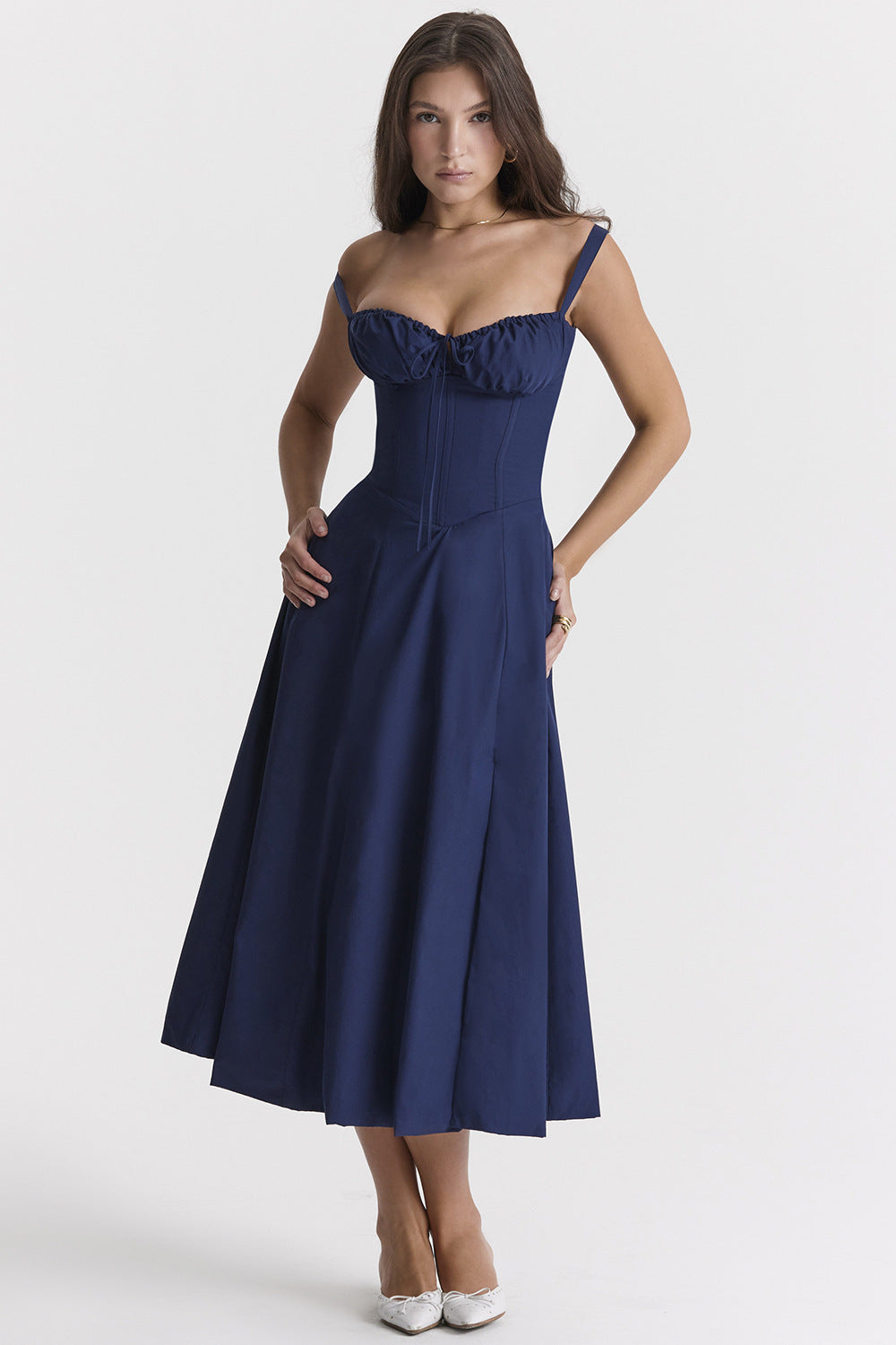 Women's Temperament Pure Color Fashionable High-end Suspender Dress Skirt