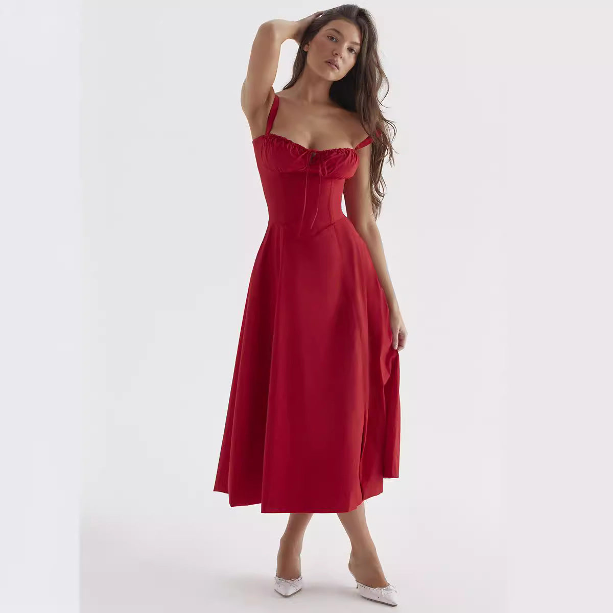 Women's Temperament Pure Color Fashionable High-end Suspender Dress Skirt