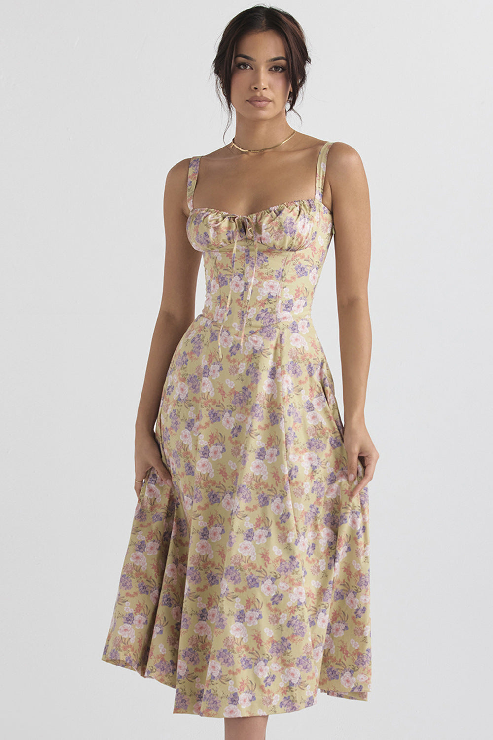 Women's Temperament Pure Color Fashionable High-end Suspender Dress Skirt