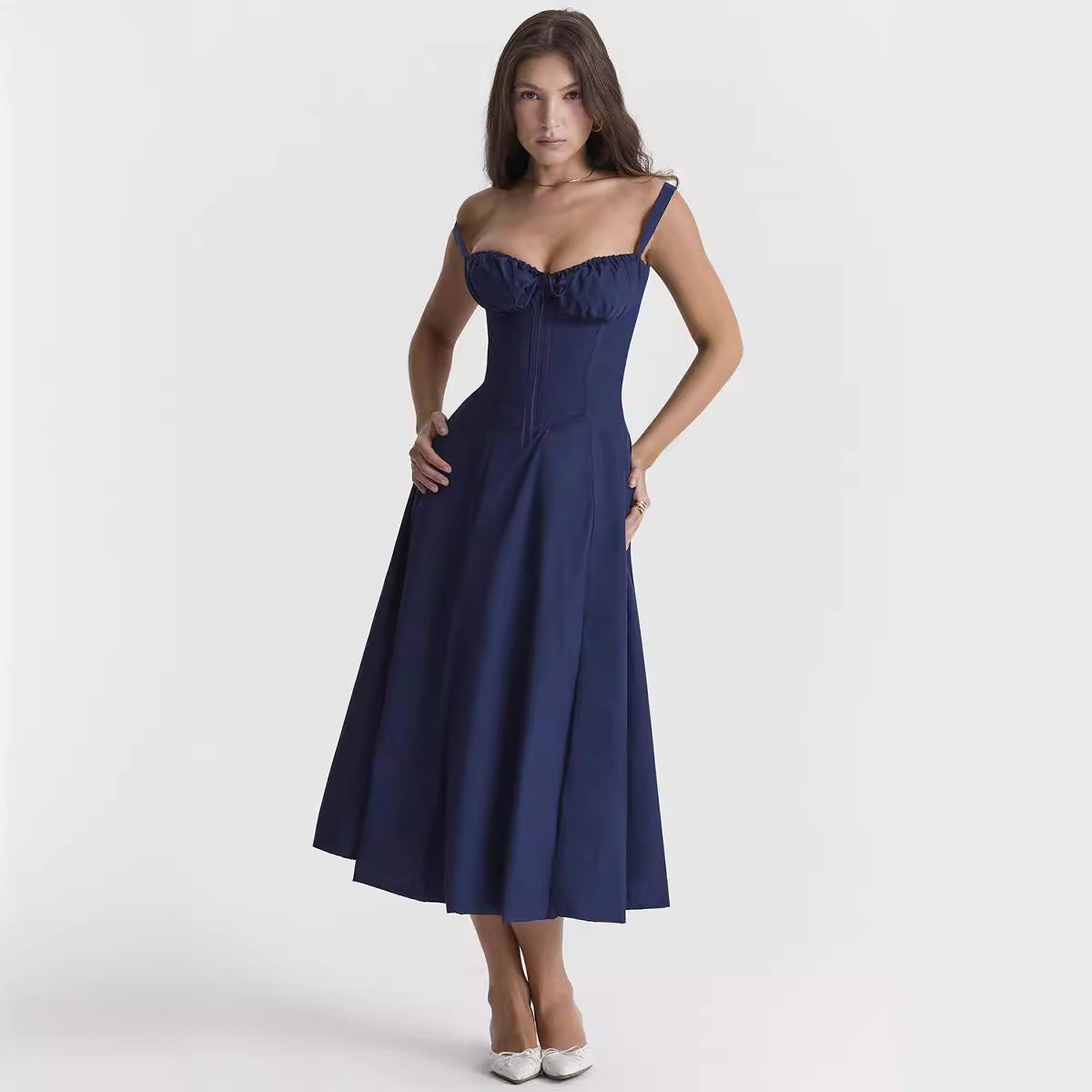 Women's Temperament Pure Color Fashionable High-end Suspender Dress Skirt