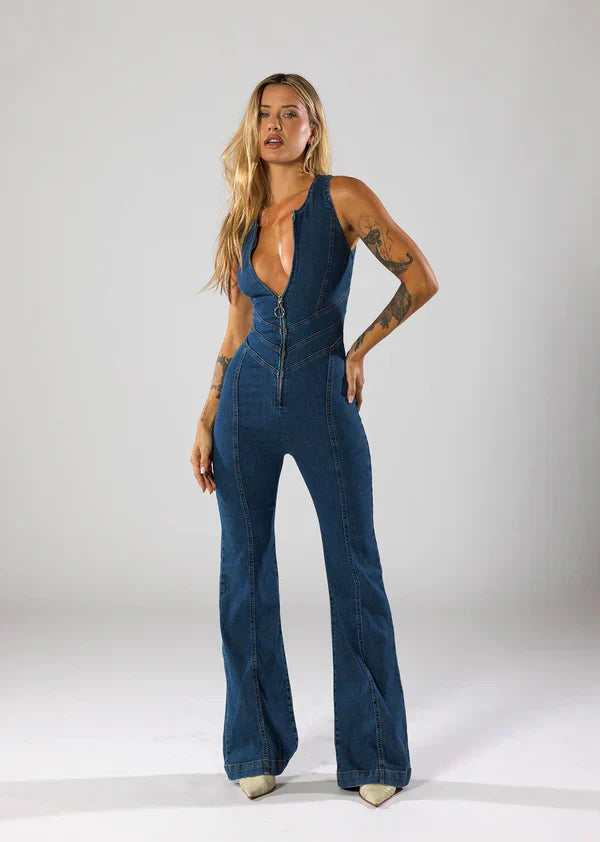 DENIM HEART JUMPSUIT