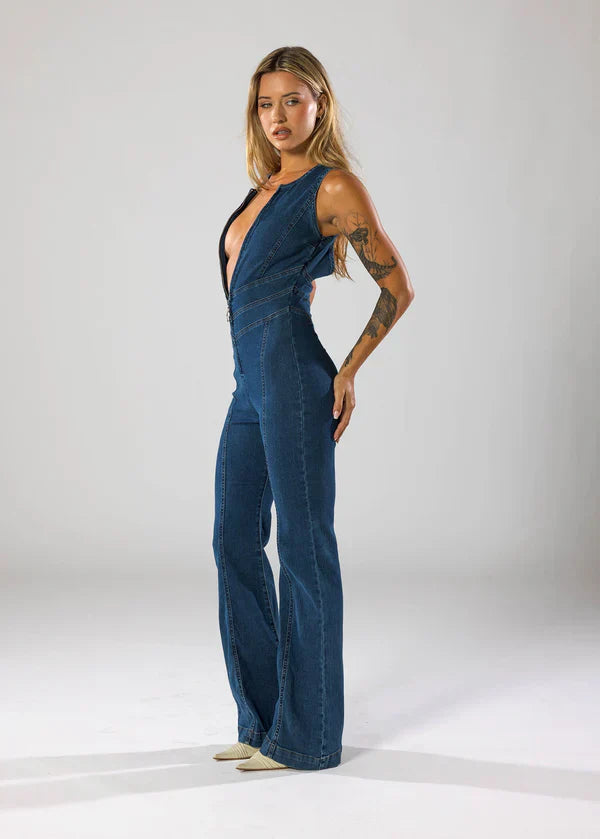 DENIM HEART JUMPSUIT