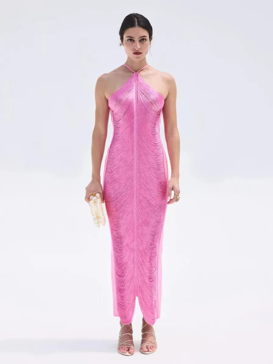 Channing - Asymmetrische Jurk met Kwastjes