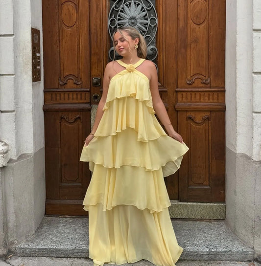 FLOWER RUFFLE HALTER