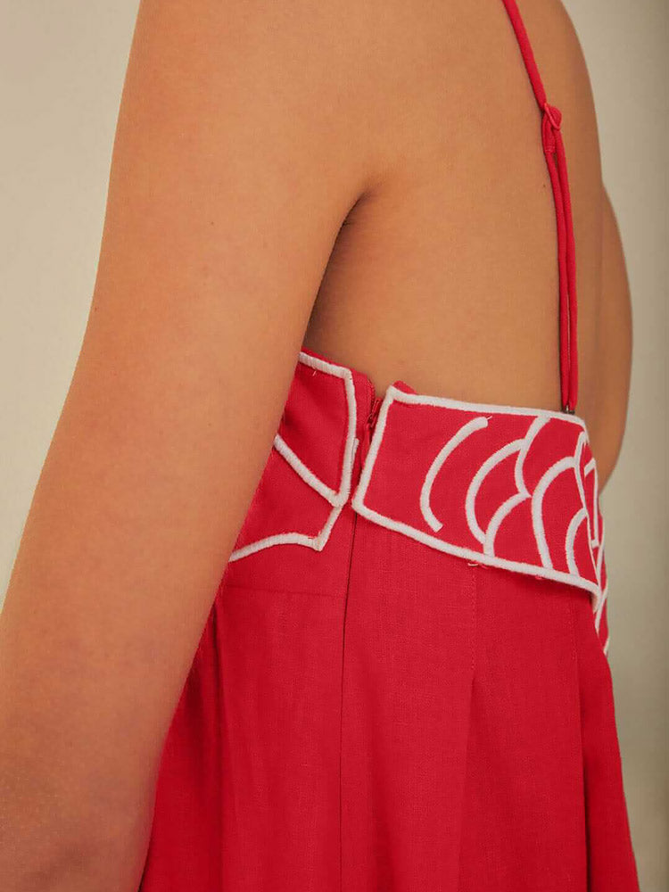 RED FISH MAXI DRESS