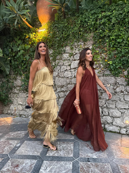 CAPTIVATING FRINGE MAXI DRESS