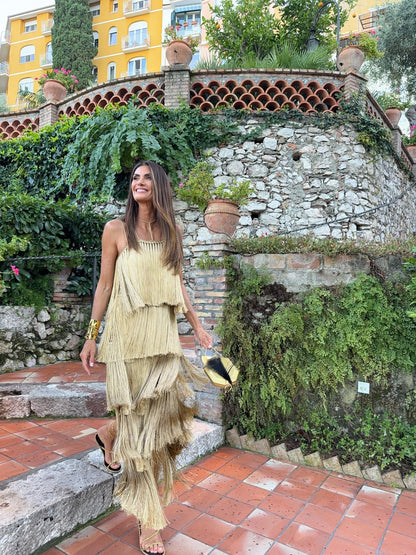 CAPTIVATING FRINGE MAXI DRESS
