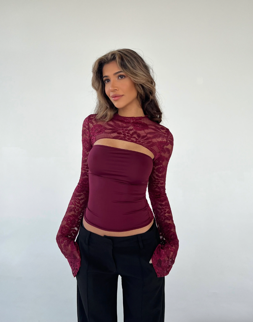 LARA LACE LONGSLEEVE TOP