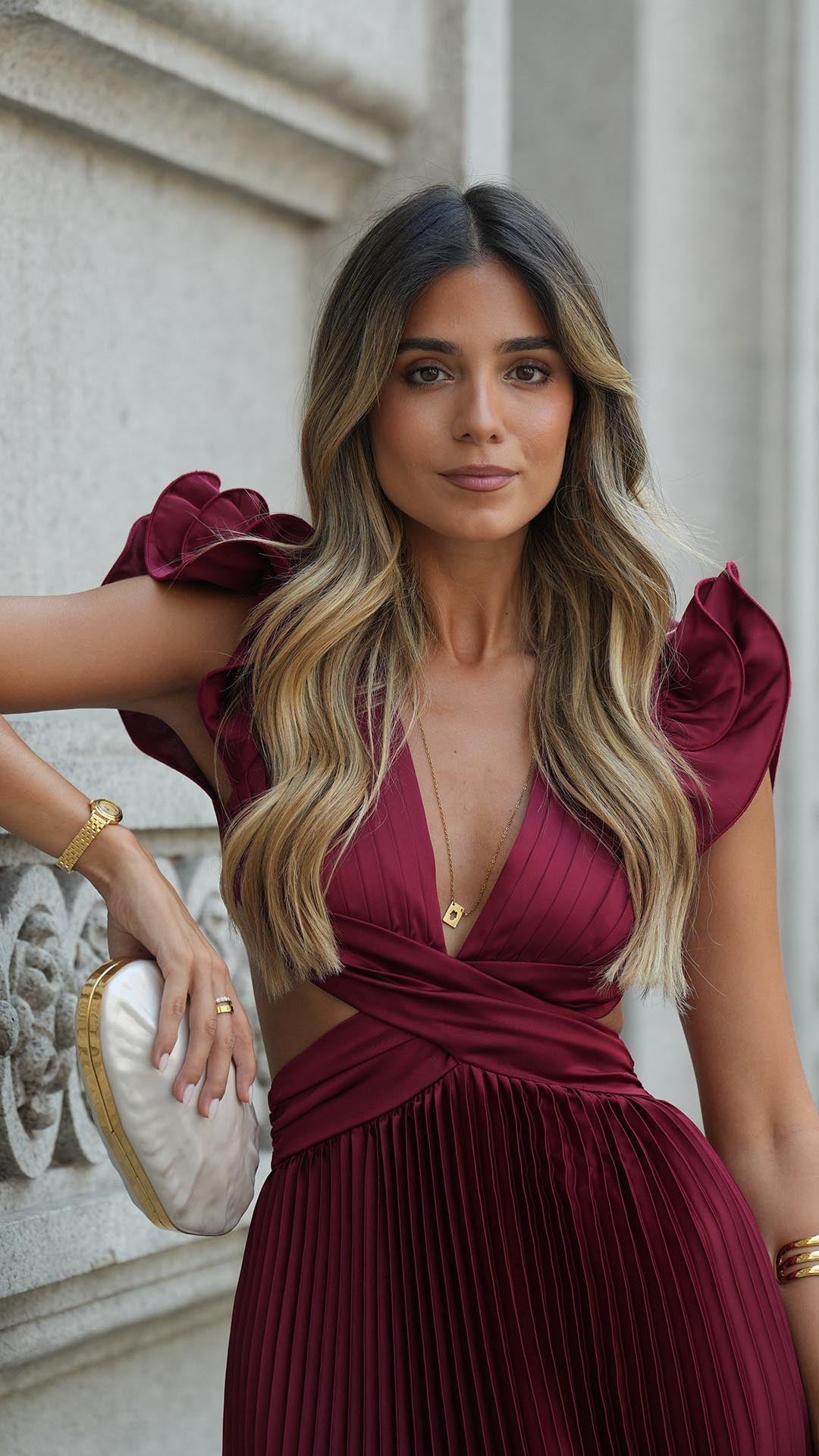 TOPERTH PLEATED RUFFLE DRESS