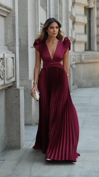 TOPERTH PLEATED RUFFLE DRESS