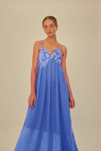RED FISH MAXI DRESS