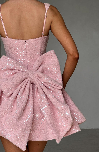 MINI BOW GLITTER DRESS