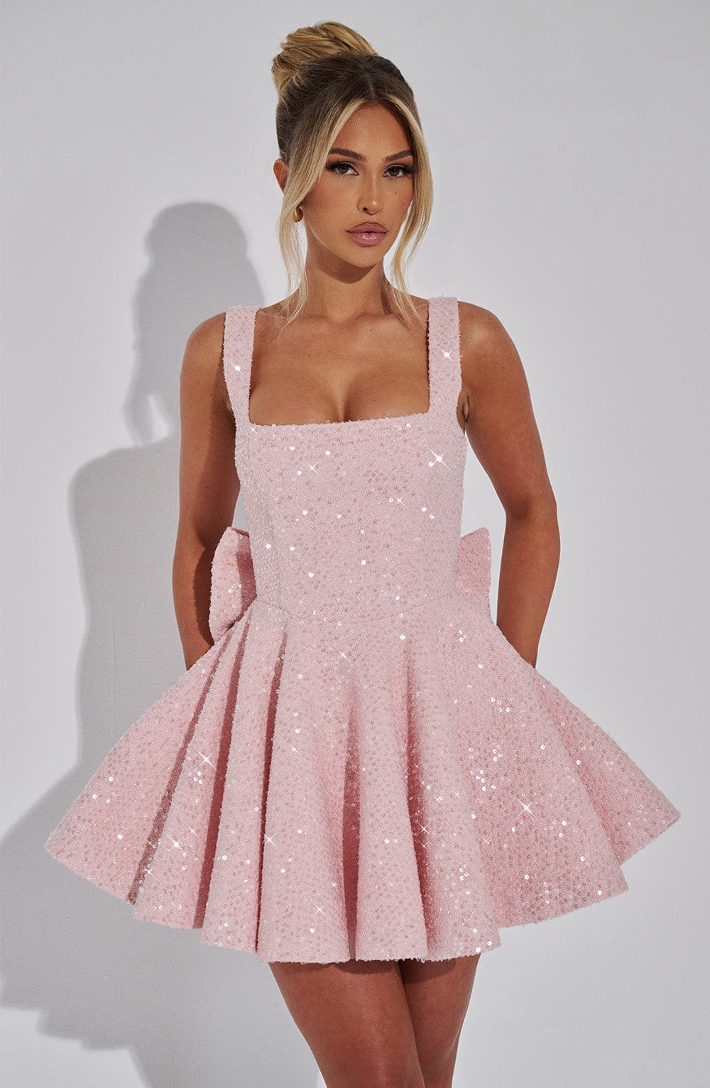 MINI BOW GLITTER DRESS